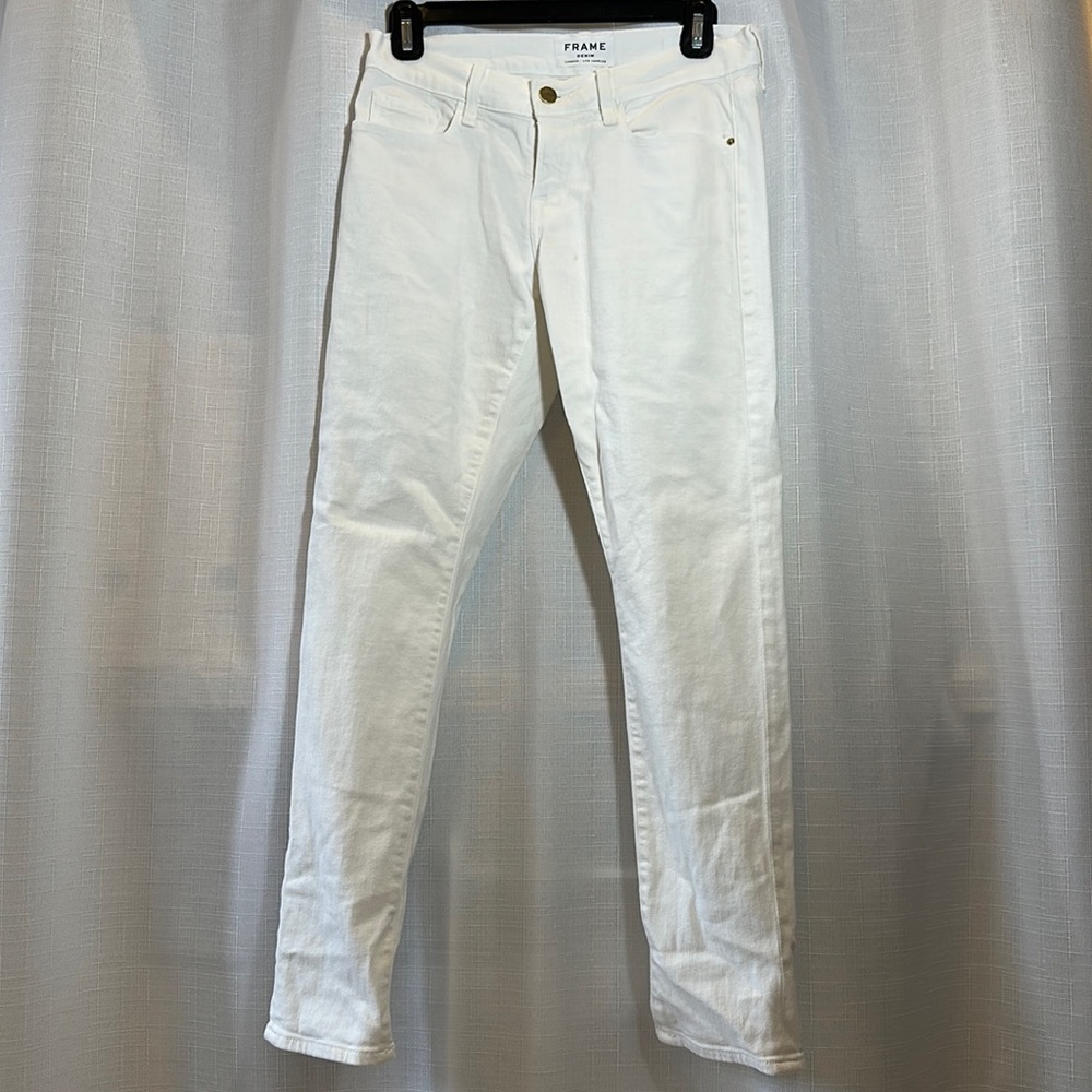 Frame ale Garçon in blanc low waisted white jeans